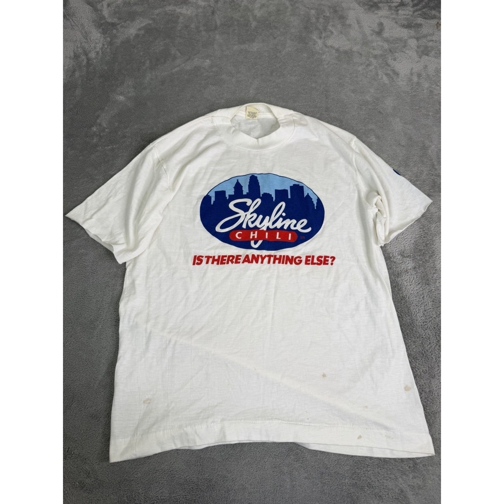 Vintage 80s Skyline Chili T Shirt Men's Size Large White